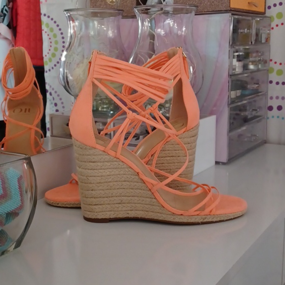 Jennifer Lopez Coral Lace-Up Espadrille Wedge Sandals